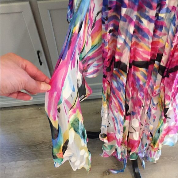 NWT La Femme 100% Silk Scarf Multi Coloured Layered Prom Dress Womens Sz 2/4 - Picture 10 of 16